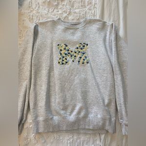 Light grey University of Michigan block M crew neck sweatshirt